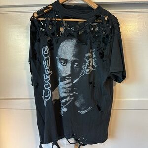 Vintage Distressed Tupac Black Graphic Tee
